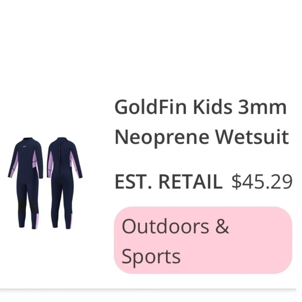 GoldFin Neoprene Wetsuit Kids Size 4 Navy Purple Excellent 3mm Full Body Thermal